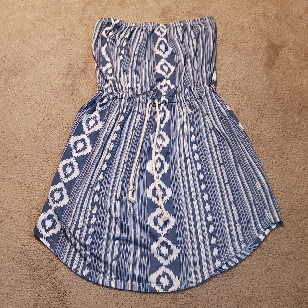 Blue Strapless Dress Cover Up